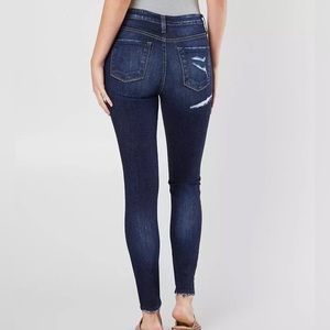 Distressed high rise ankle skinny jeans